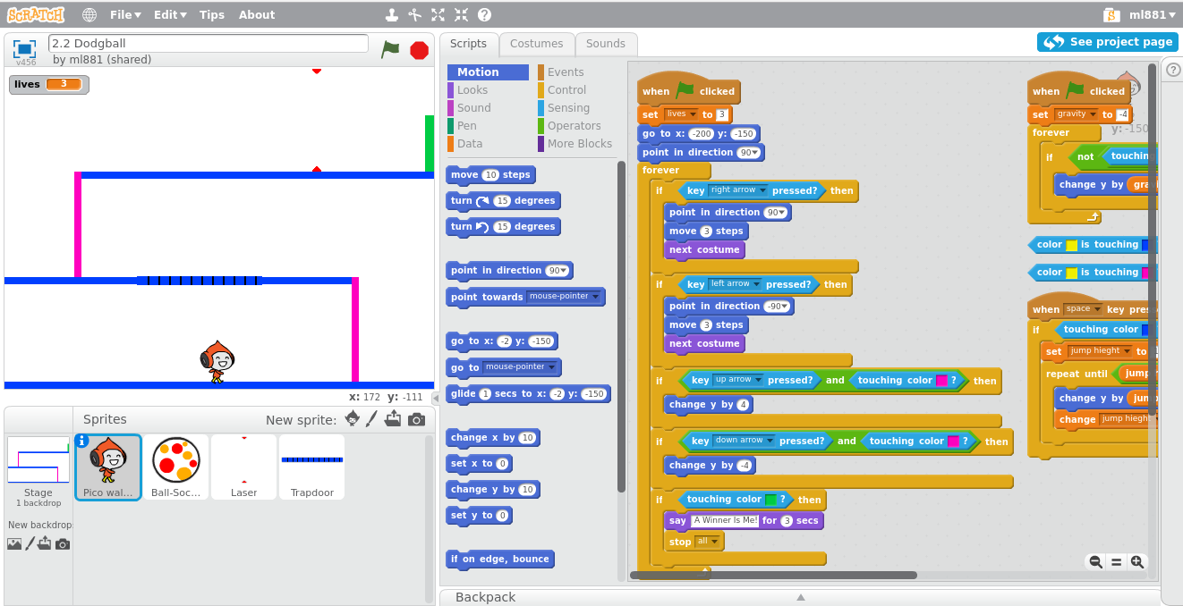 Picture of the Scratch Web Environment