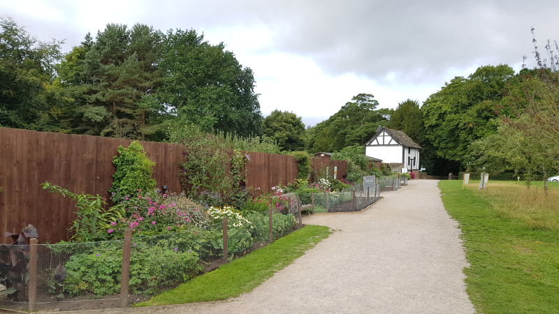 A picture of Speke Hall's walled kitchen garden on a nice sunny day