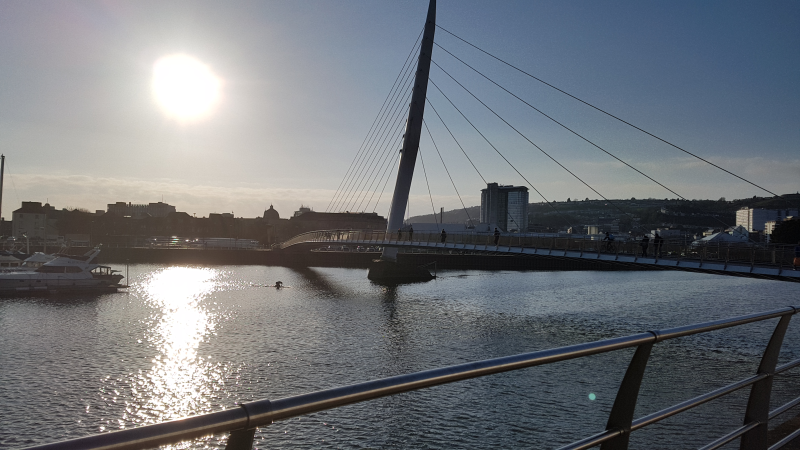 A sunny bridge picture at Swansea docks