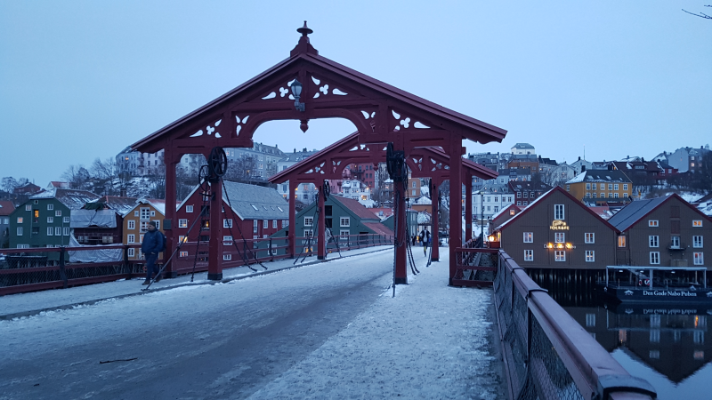 A cute ship bridge over the canal in Trondheim